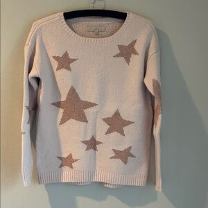 Super soft light pink Star Patterned Sweater - pink and Gold